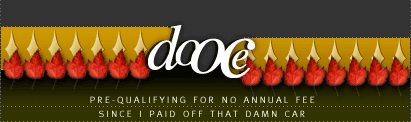 dooce.com Masthead for November 1, 2001 by Heather B. Armstrong titled Pre-qualifying for no Annual Fee Since I Paid Off That Damn Car