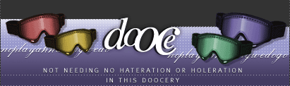 dooce.com Masthead for December 10, 2001 by Heather B. Armstrong titled Not needing no hateration or holeration in this doocery