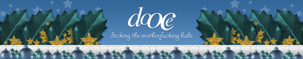 dooce.com Masthead for December, 2003 by Heather B. Armstrong titled Decking the Motherfucking Halls
